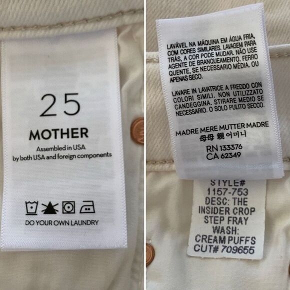 Mother The Insider Crop Step Fray in Cream Puffs Size 25 - Picture 11 of 12